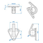 Garfio para cuerda de plastico con ojal 48x45mm x5 stuks