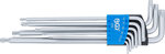Juego de llaves extra largas perfil T (para Torx) con cabeza esférica T10 - T50 9 piezas