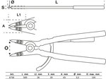 Alicate de puntas (circlip) recto para anillos de retencion exteriores 500 mm