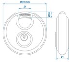 Candado de disco de 70 mm  2 piezas con llave igual