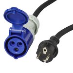 Cable adaptador de 150 cm 3x2,5 mm² de enchufe Schuko a CEE