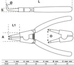 Alicates Circlip 90° para circlips externos 165 mm