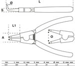 Alicate de puntas (circlip) angular para anillos de retencion exteriores 180 mm