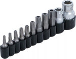 Juego de puntas entrada 10 mm (1/4) / 10 mm (3/8) perfil en T (para Torx) con perforacio