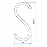 Gancho en S diametro 4mm 6cm x10 piezas