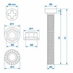 Juego de tornillos M8 de 6 piezas para casquillo