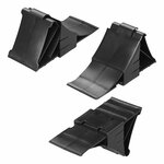 Calzo de rueda de plastico negro con soporte incluido