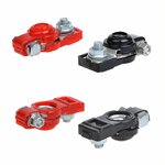 Juego de pinzas para bornes de bateria (+) y (-) con proteccion de plastico rojo negro