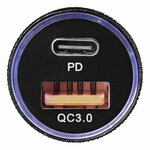 Cargador rapido USB tipo A+C bidireccional 12 24 V 3100 mA