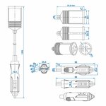 Cable alargador 1M con cargador USB 2 vias tipo A 12V 24V