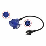 Cable alargador de 40cm de clavija Schuko a clavija de mostrador CEE acodada + base Schuko