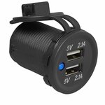 Caja de empotrar USB doble tipo A 2x2100mA 12V 24V