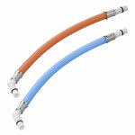 Conexion de manguera flexible 25 cm roja + azul 45 ojal en bolsa de plastico