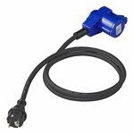 Cable alargador 150cm 3x2 5mm² de clavija Schuko a clavija de mostrador CEE acodada + base Schuko