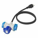 Cable alargador 150cm 3x1 5mm² de enchufe Schuko a 1xCEE + 2xSchuko