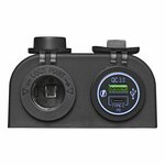 Kit de superficie: Toma 12V + Cargador rapido USB tipo A+C 2 vias 3A