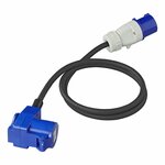 Cable alargador 150cm 3x2 5mm² de clavija CEE a clavija CEE acodada + base Schuko