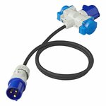 Cable alargador 150cm 3x1 5mm² de enchufe CEE a 2xSchuko + 1xCEE