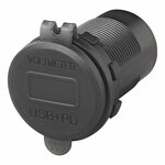 Caja de empotrar USB  triple  con 2x tipo A y 1x tipo C + voltimetro