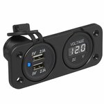 Kit de empotrar: voltimetro 6-30V + puerto USB doble tipo A 2x2100mA