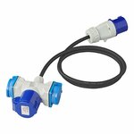 Cable alargador 150cm 3x2 5mm² de enchufe CEE a 2xSchuko + 1xCEE