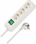 Regleta con interruptor 3 tomas blanco 5m H05VV-F 3G1,5