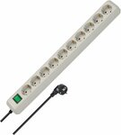 Regleta con interruptor 10 tomas gris claro 3m H05VV-F 3G1,5
