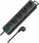 Regleta 4 tomas negro 1,5m H05VV-F 3G1,5