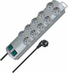 Regleta 10 tomas plata 2m H05VV-F 3G1,5 interruptor cada 5 tomas