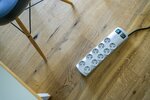 Regleta 10 tomas plata 2m H05VV-F 3G1,5 interruptor cada 5 tomas