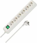 Regleta con interruptor 6 tomas blanco 1,5m H05VV-F 3G1,5