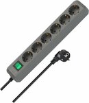 Regleta con interruptor 6 tomas gris plata 1,5m H05VV-F 3G1,5