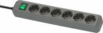 Regleta con interruptor 6 tomas gris plata 1,5m H05VV-F 3G1,5
