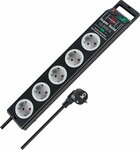 Linea proteccion subidas de tension 13.500 A 5 tomas negro 2,5 m H05VV-F 3G1,5