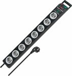 Linea proteccion subidas de tension 13.500 A 8 tomas negro 2,5 m H05VV-F 3G1,5