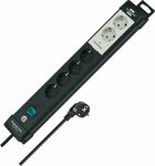 Regleta Technics 6-tomas negro 3m H05VV-F 3G1,5 2 permanente, 4 con interruptor