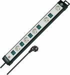 Regleta Technics 5-tomas negro gris claro 3m H05VV-F 3G1,5 interruptor individual en cada toma Disposicion especial de los enchufes