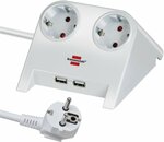 Regleta de sobremesa con conector USB 2 unidades de carga USB 2100mA enchufes 2 blanco brillante 1,8m H05VV-F 3G1,5