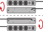 Regleta contra subidas de tension Switch 19.500 A Enchufes 7 negro 2m H05VV-F 3G1,5 2 permanentes, 5 con interruptor