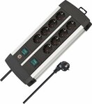 Regleta tecnica 8-tomas Duo negro 3m H05VV-F 3G1,5 interruptor cada 4 tomas