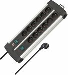 Regleta tecnica 12-tomas Duo negro 3m H05VV-F 3G1,5 interruptor cada 6 tomas