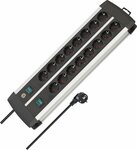Regleta tecnica 16-tomas Duo negro 3m H05VV-F 3G1,5 interruptor cada 8 tomas