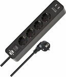 Regleta Ecolor con funcion de carga USB 4-tomas negro negro 1,5m H05VV-F 3G1,5