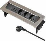Regleta de tomas de enchufe de mesa Indesk Power con cargador USB 2m H05VV-F 3G1.5