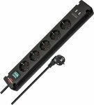 Regleta Bremounta con funcion de carga USB 5-tomas negro 3m H05VV-F 3G1,5