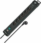 Regleta con funcion de carga USB Enchufes 6 negro 3m H05VV-F 3G1,5