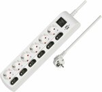Regleta de enchufes conmutable por separado 6 tomas 2m H05VV-F 3G1,5 blanco