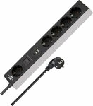 Regleta con funcion de carga USB C Power Delivery Enchufes 6 gris negro