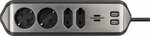 Enchufe de esquina estilo con funcion de carga USB 4 vias 2x tomas de corriente & 2x Europeo plata negro