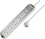 Enchufe de esquina con funcion de carga USB 4x tomas de corriente 2x Euro plata blanco